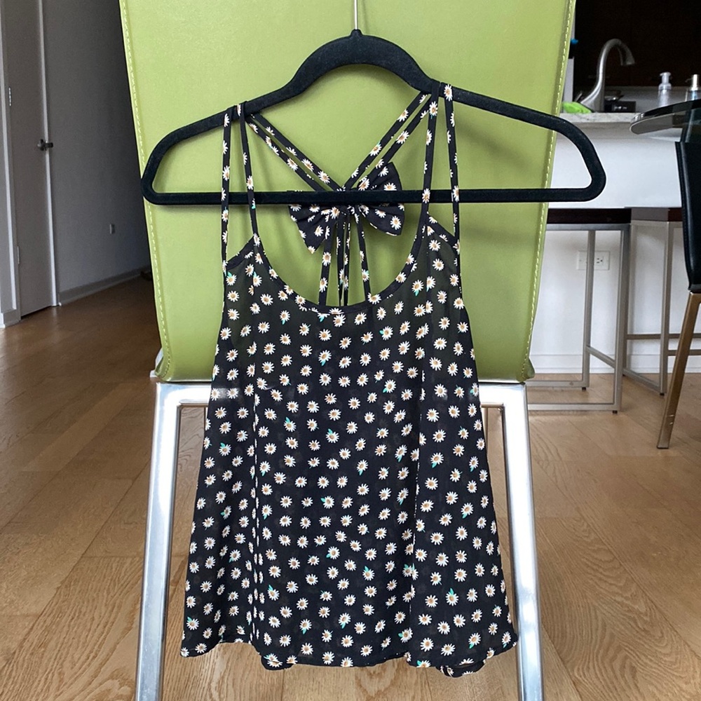 Black Sunflower Strappy Tank Top